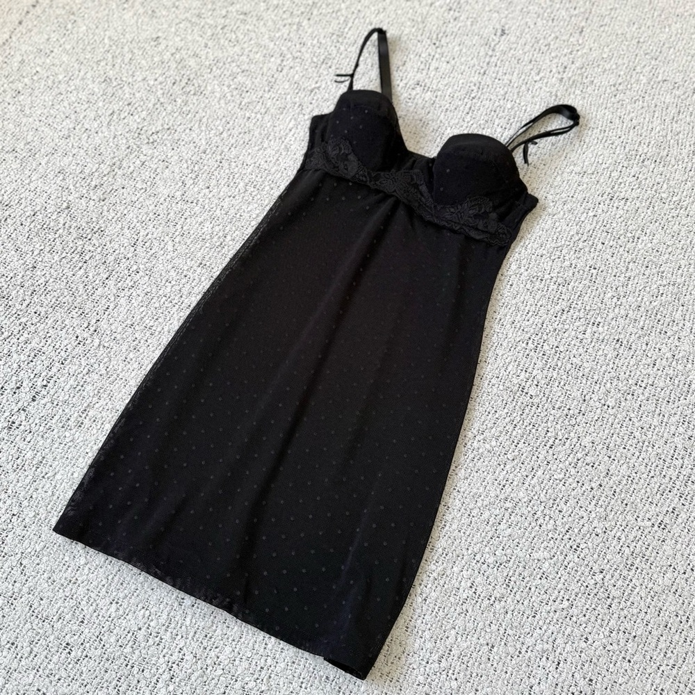 Rampage Polka Dot Sheer Babydoll Dress Size S🖤